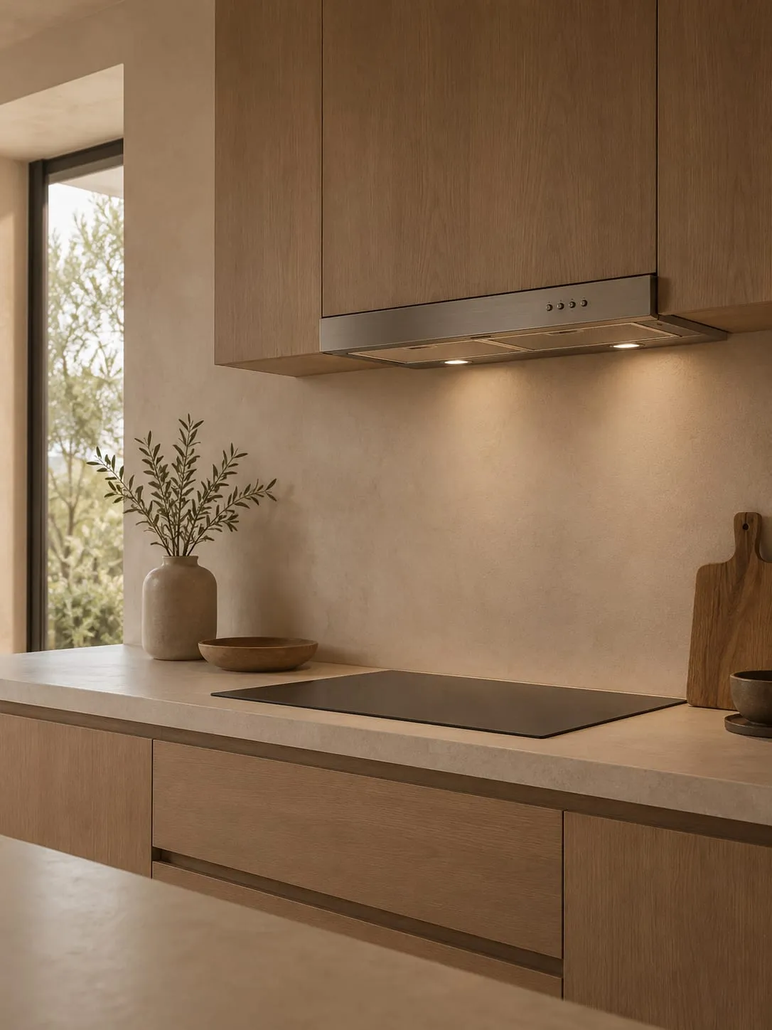 Conventional under-cabinet extractor hood in a practical kitchen renovation in Palma