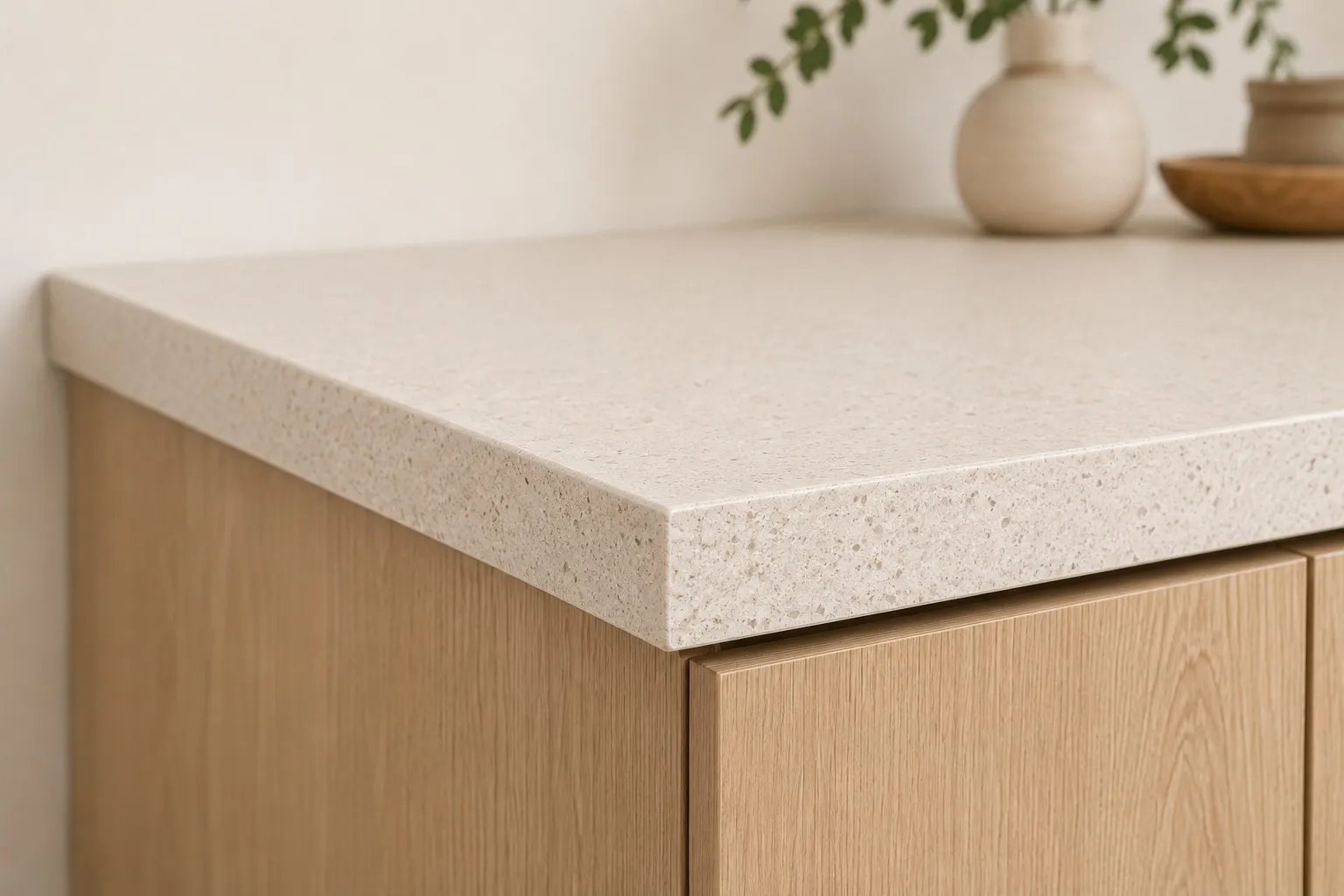 Compact quartz worktop for an everyday renovated kitchen in Mallorca
