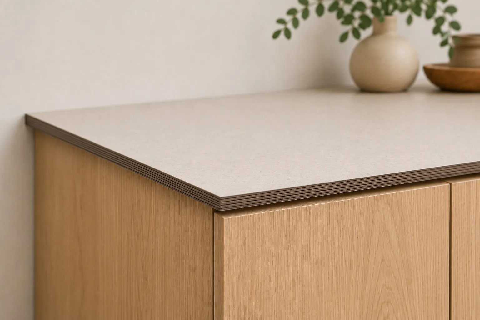 Slim compact HPL worktop for a modern kitchen renovation in Mallorca
