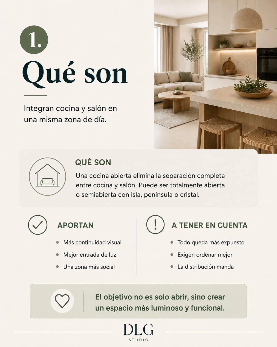 Infographic about what an open-plan kitchen is in a remodel in Mallorca