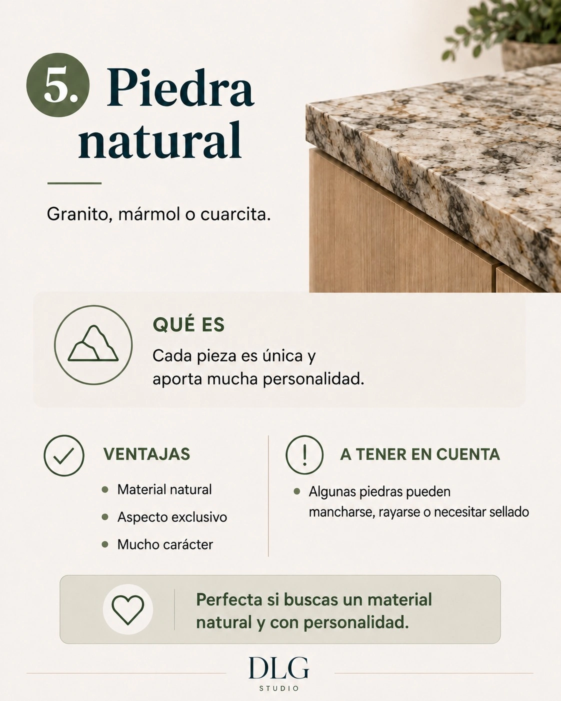 Infographic of a natural stone worktop for a kitchen renovation in Mallorca