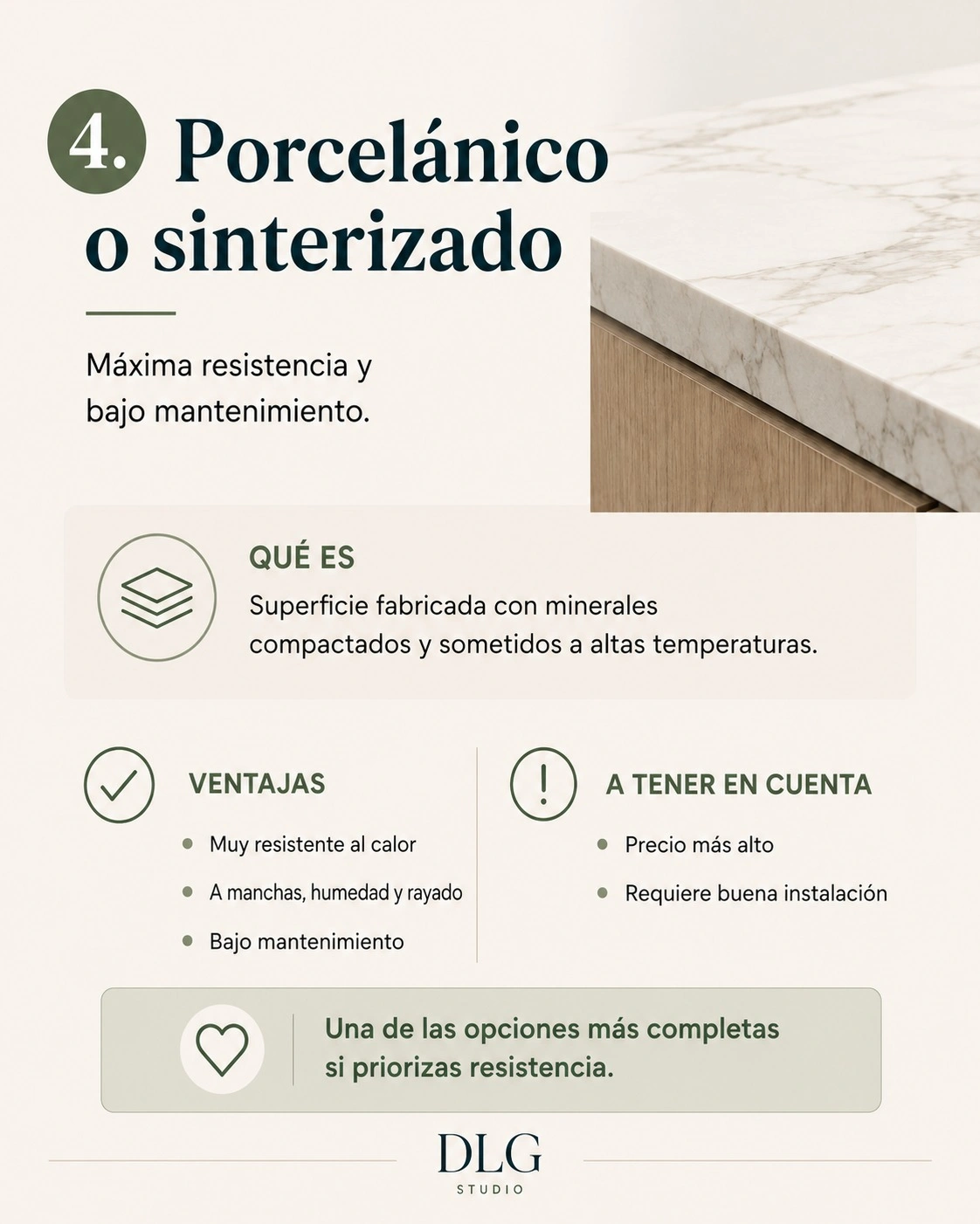 Infographic of a porcelain worktop for a resistant kitchen renovation in Palma and across Mallorca