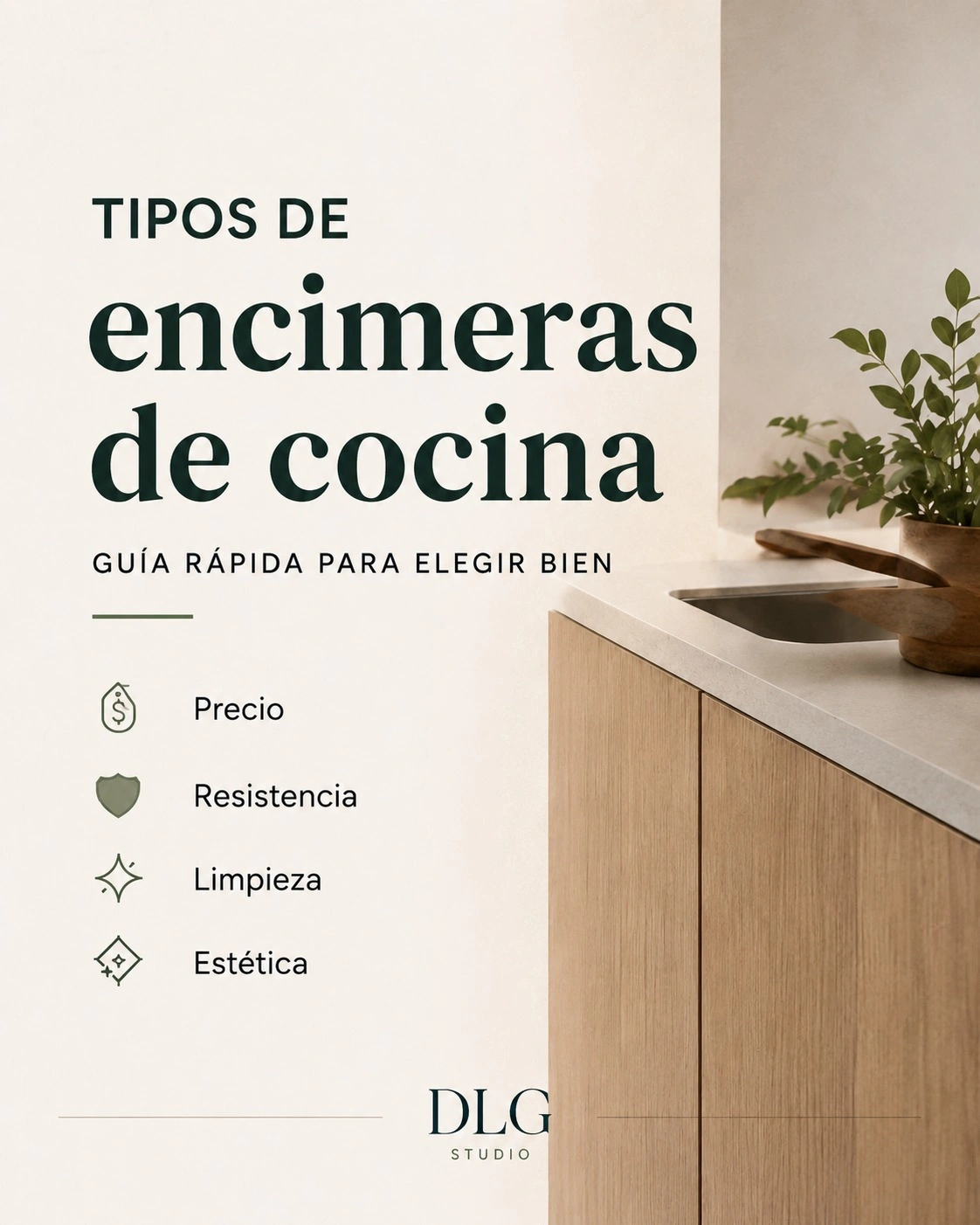 Infographic about kitchen worktop types for a renovation in Palma and across Mallorca